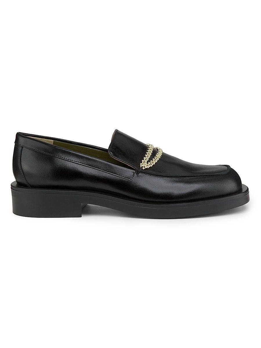 Women's Noemi Leather Chain Loafers - Black - Size 11