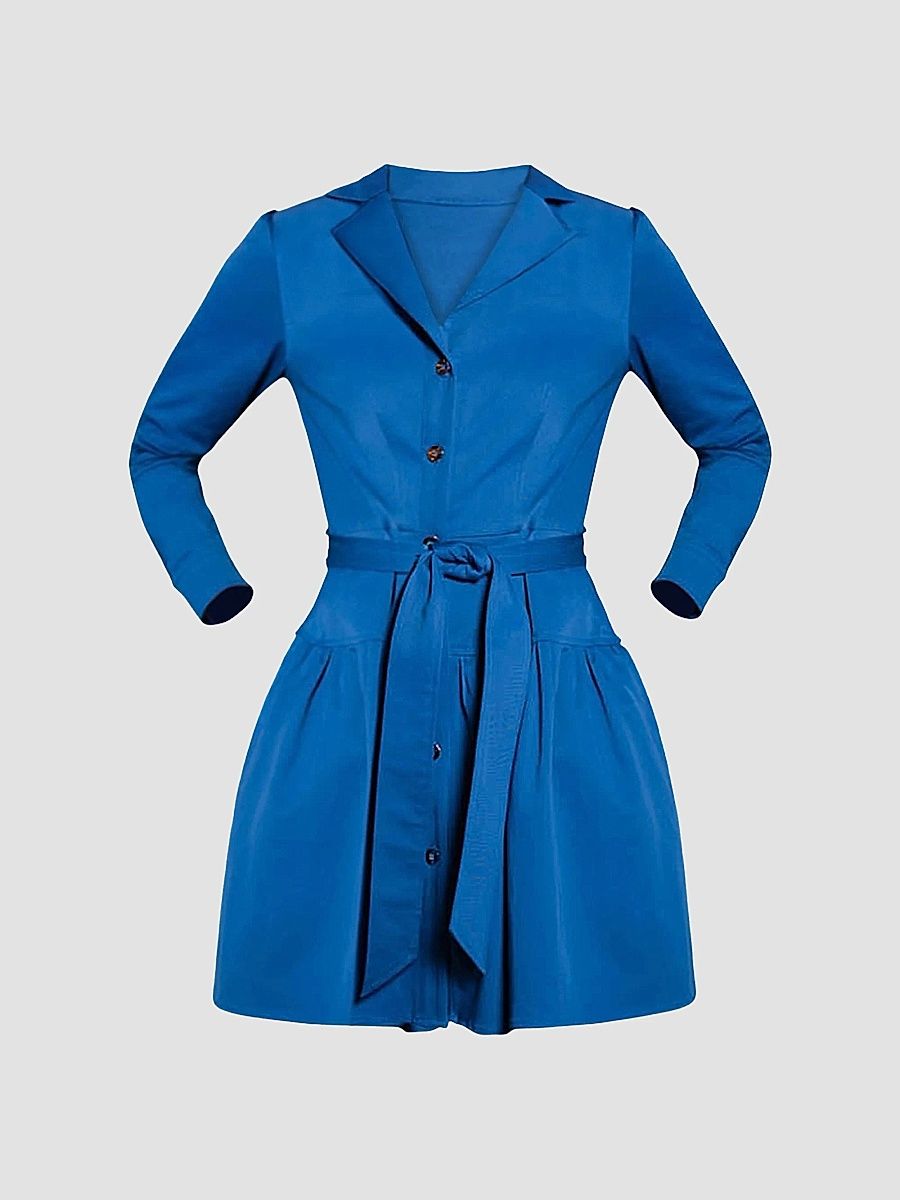 Shoshanna Women's Emma Tie-Waist Mini-Shirtdress - Deep Blue - Size 2