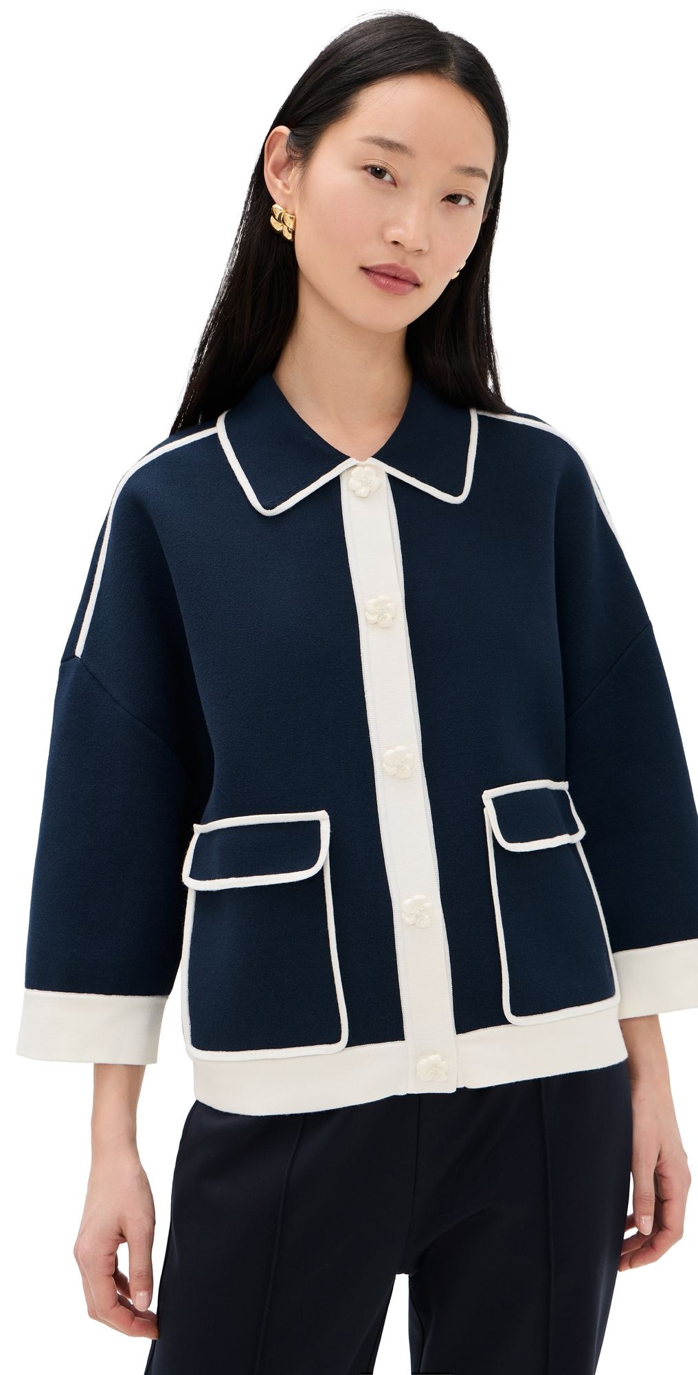 ESSENTIEL ANTWERP Jugly Knit Cardigan Classic Navy XS