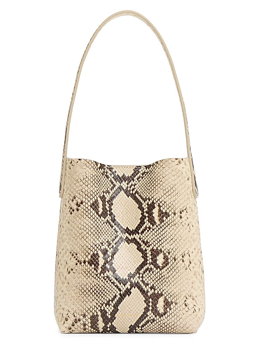 Women's Mini Everyday Snake-Embossed Leather Tote Bag - Roccia