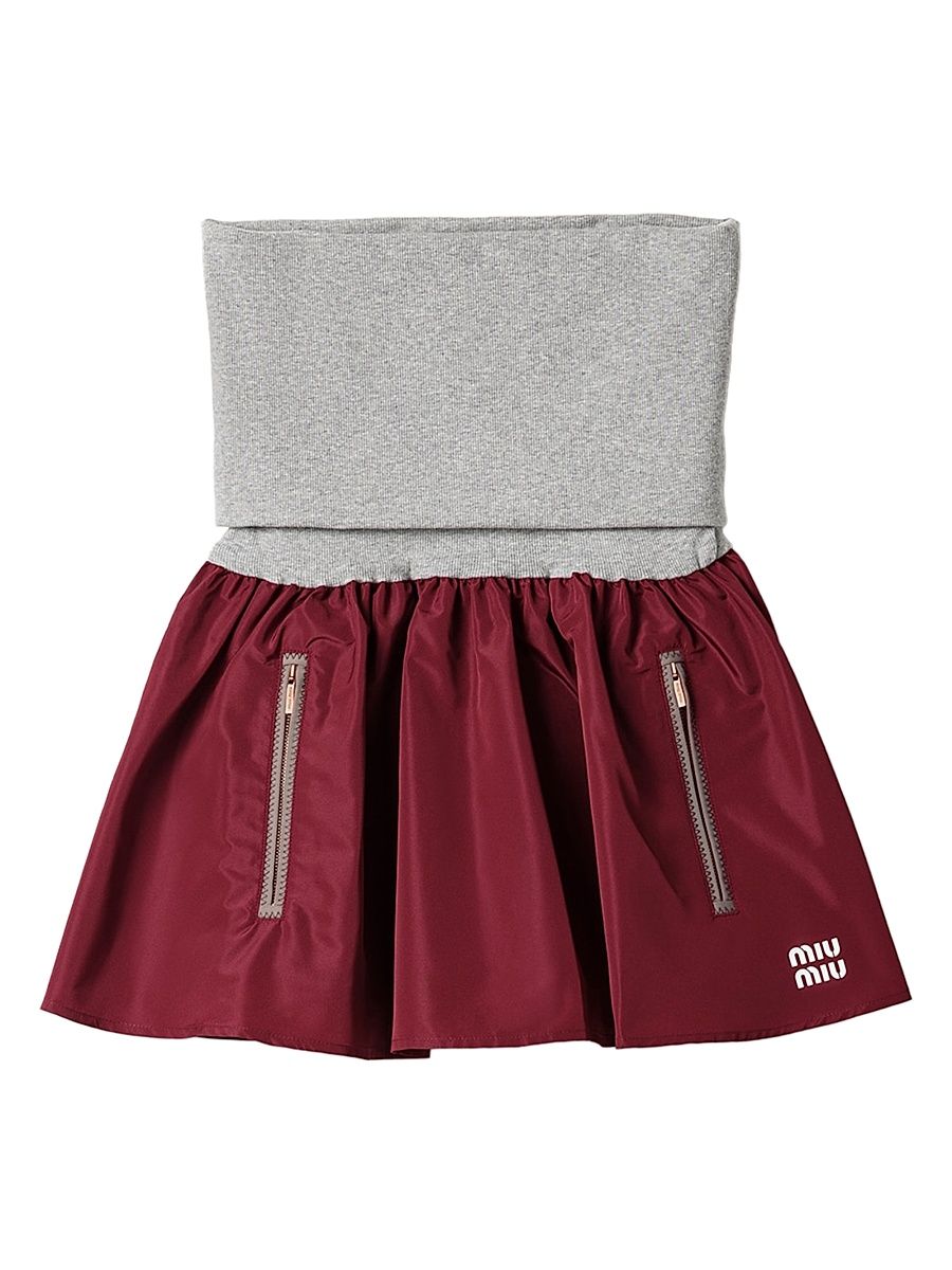 Women's Technical Fabric Mini Skirt - Dark Red - Size 6