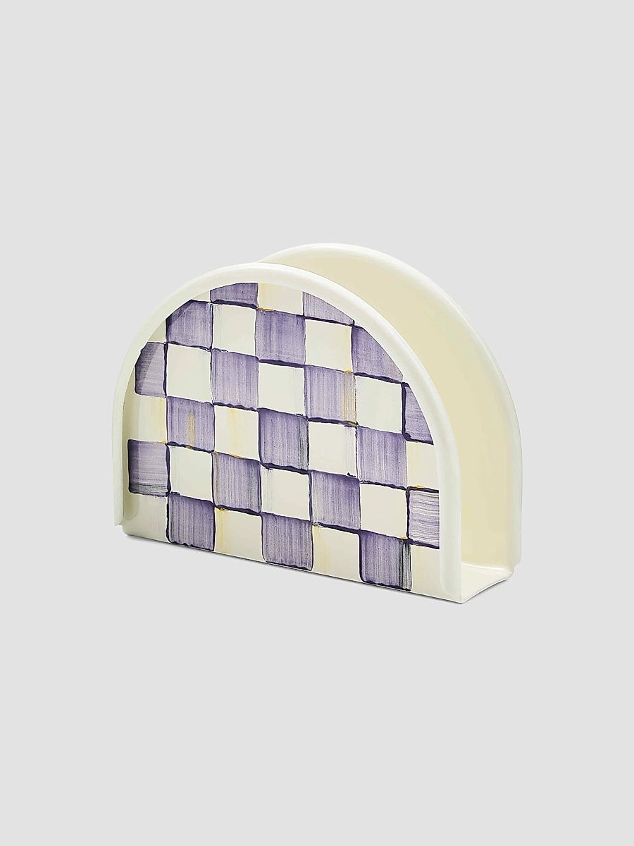 Violet Check Napkin Holder