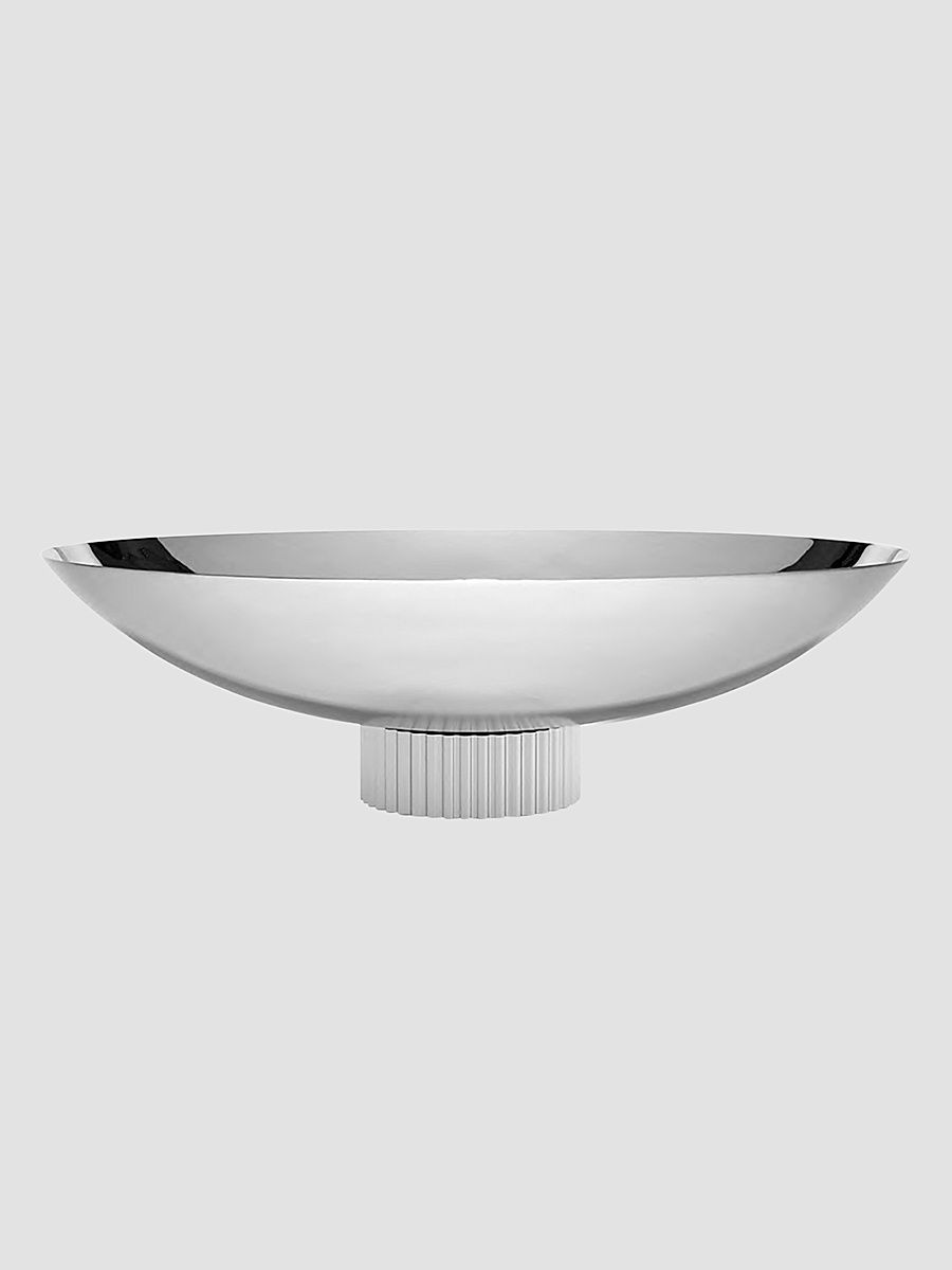 Striations Stainless Steel Fruit Bowl - Silver