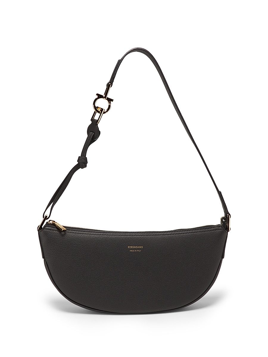 Women's Smile Leather Hobo Bag - Nero