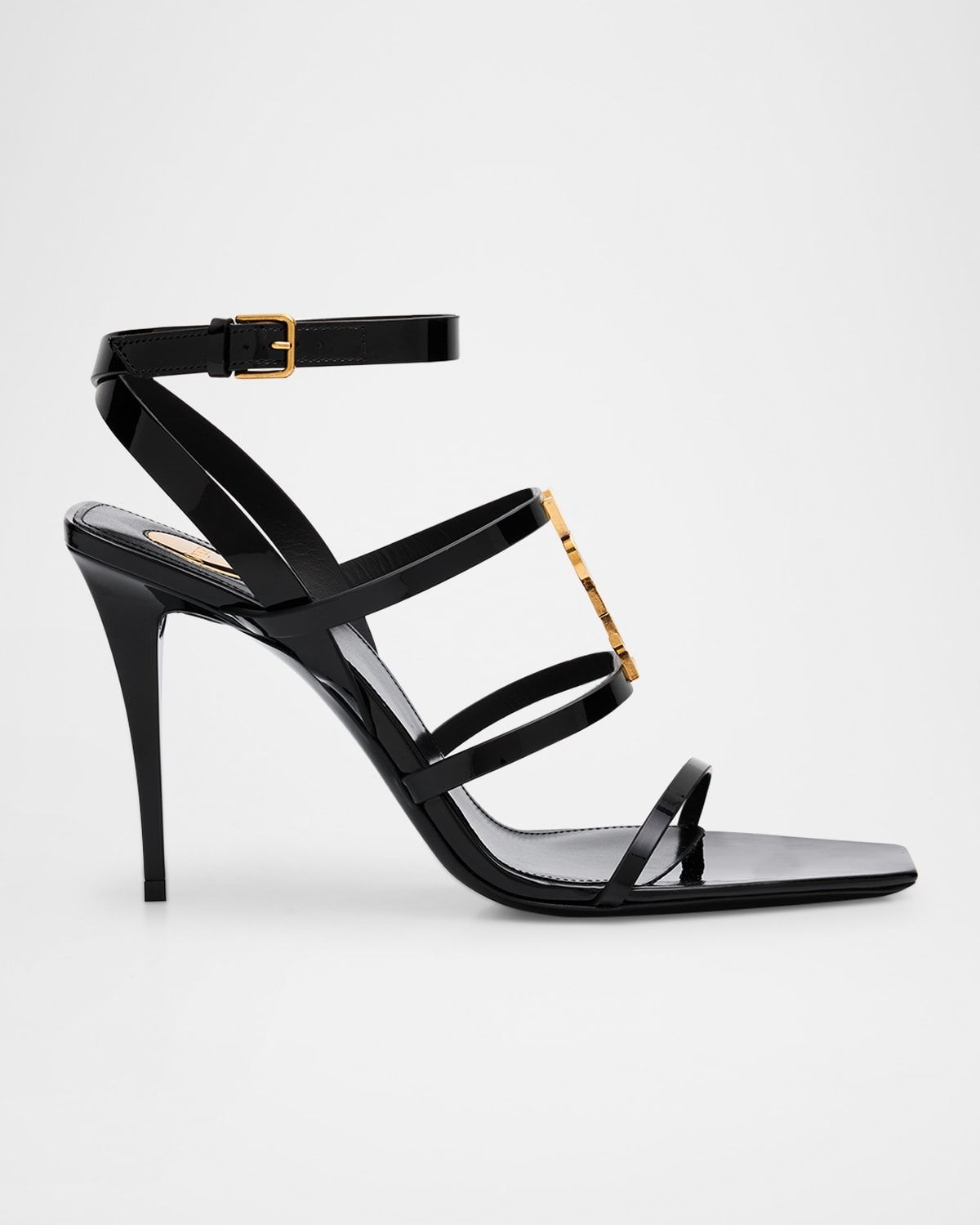 Cassandra YSL Medallion Leather Stiletto Sandals