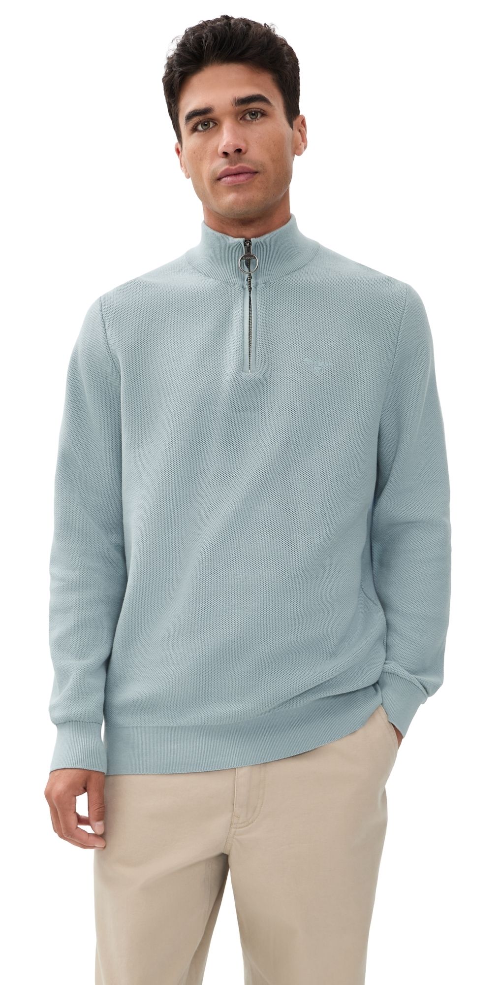 Barbour Essential Honeycomb Half Zip Sweater Slate XL