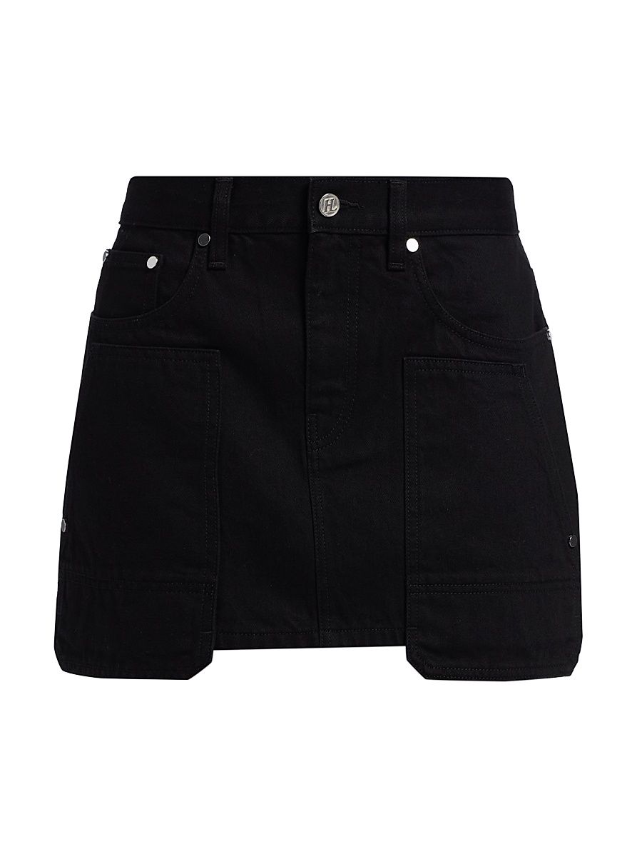 Women's Carpenter Cotton Relaxed-Fit Miniskirt - Rinsed Black - Size 28