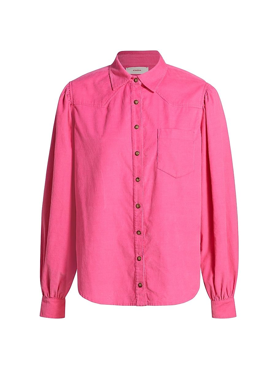 Women's Wylan Cotton Corduroy Western-Style Shirt - Pink Peony - Size Small