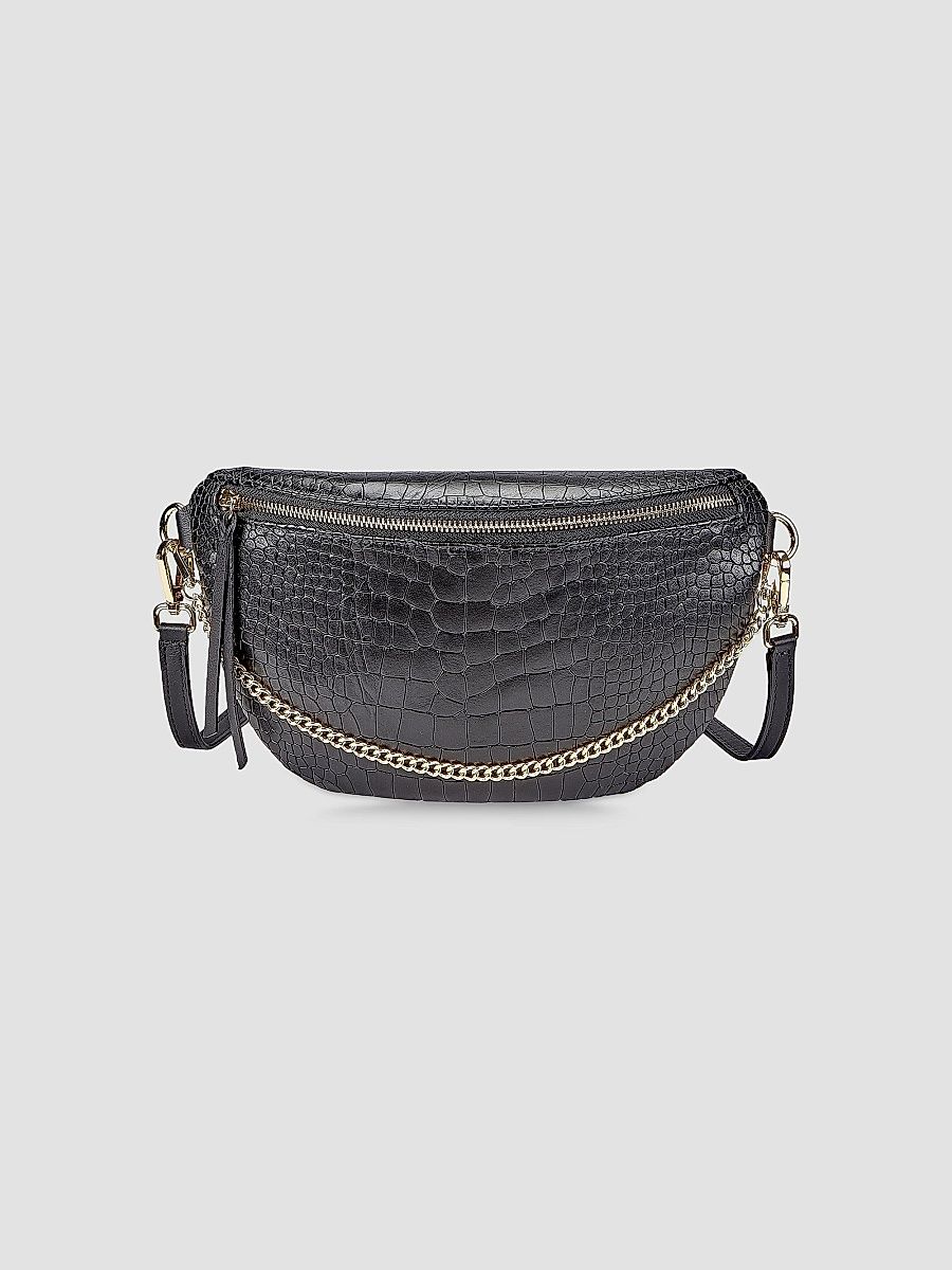 GiGi New York Women's Beck Croc-Embossed Leather Sling Bag - Black