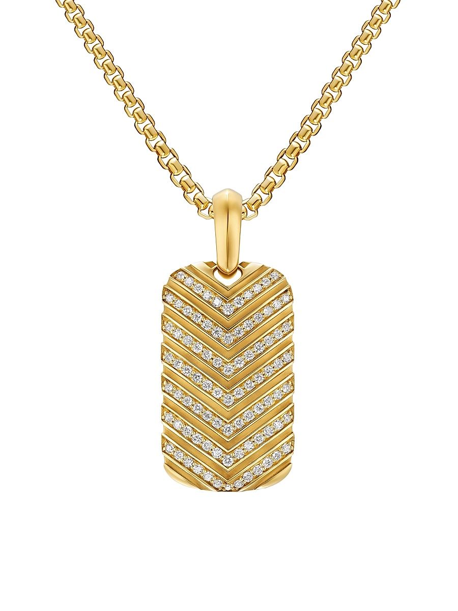 Men's Chevron Tag in 18K Yellow Gold - Diamond