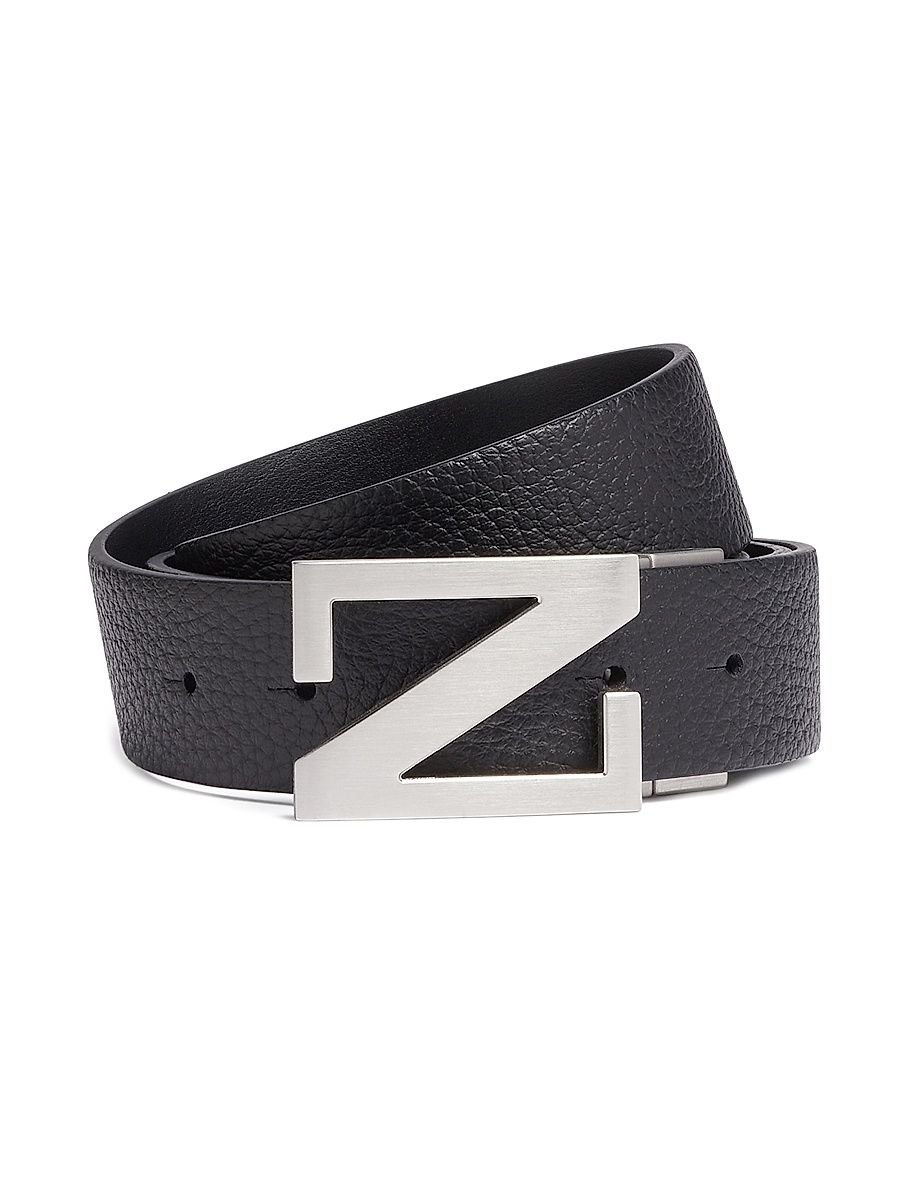 Men's Reversible Leather Belt - Black - Size 44