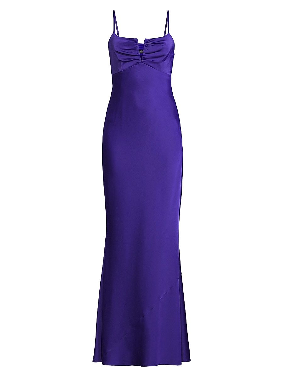 Women's Satin Ruched Bodice Mermaid Gown - Royal Sapphire - Size 8
