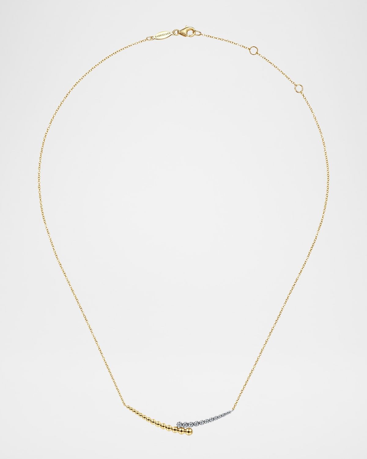 14K Yellow and White Gold Bujukan Diamond Bar Necklace