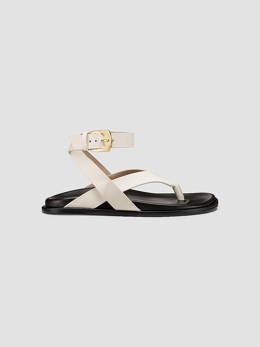 Stuart Weitzman Women's Marykate Leather Sandals - Cream - Size 9.5