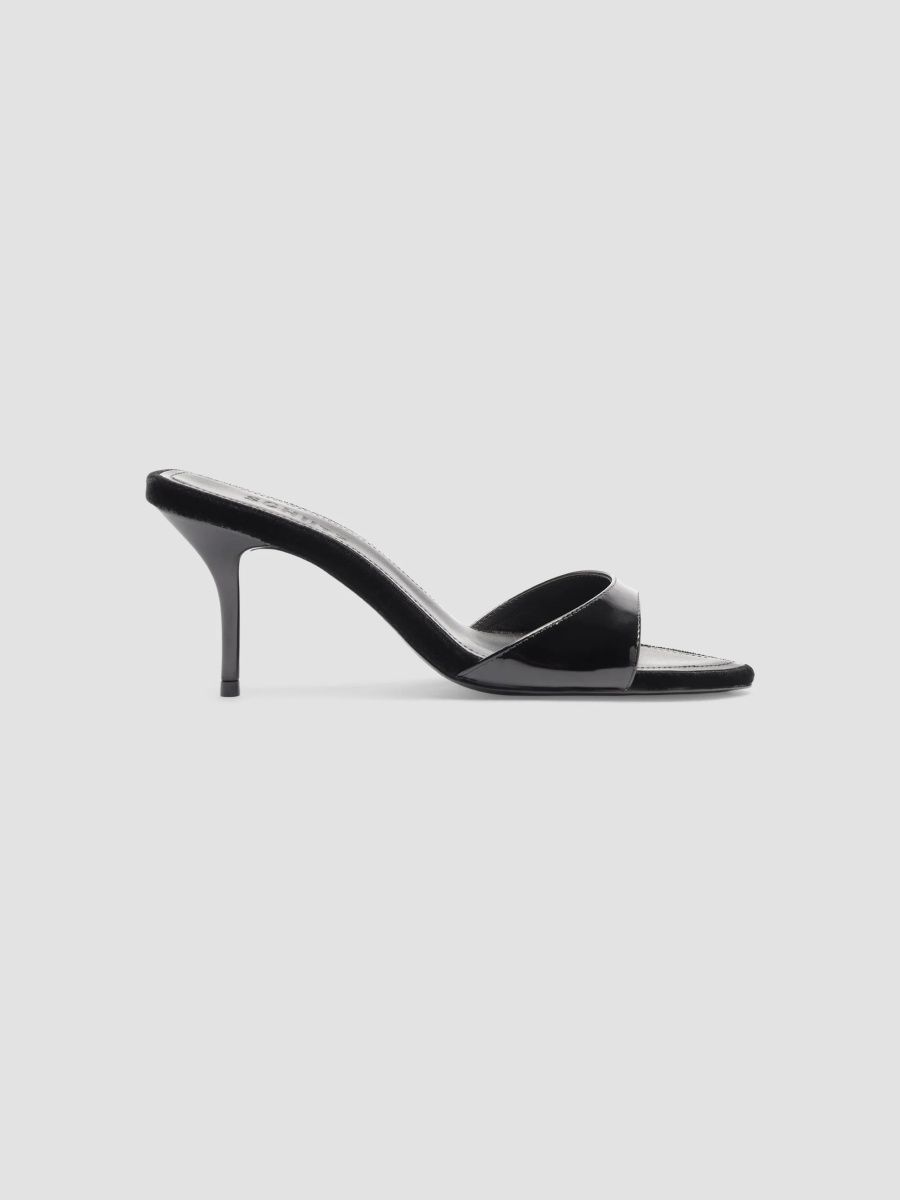 Schutz Women's Elodie 75MM Patent Leather Slip-On Sandals - Black - Size 6.5