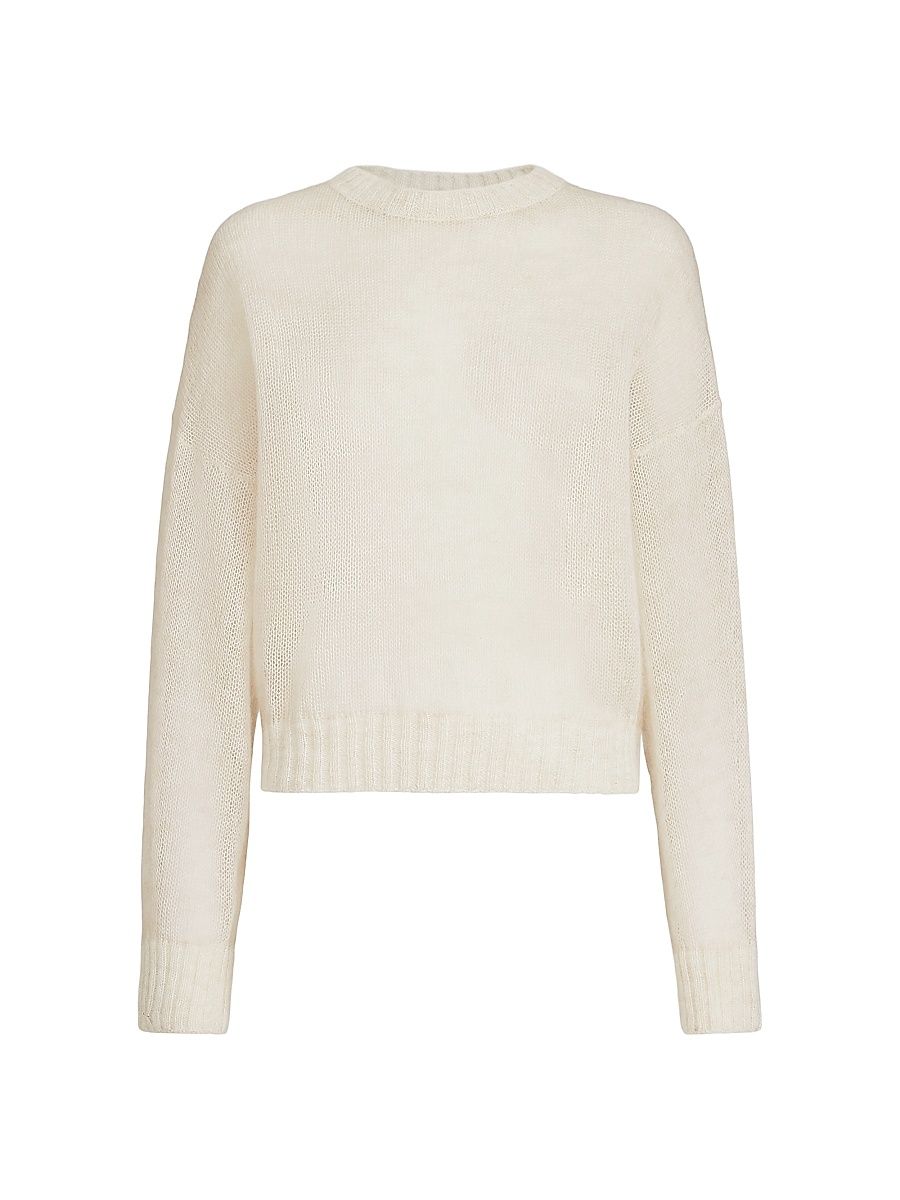 Women's Mohair and Wool Sweater with Monili - Ivory - Size XXXL