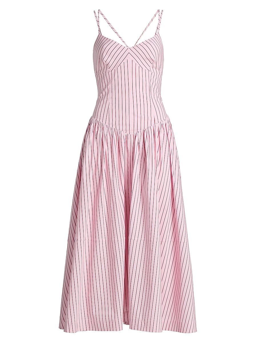 Women's Dagna Striped Cotton-Blend Midi-Dress - Cotton Candy Crimson Plum - Size 16