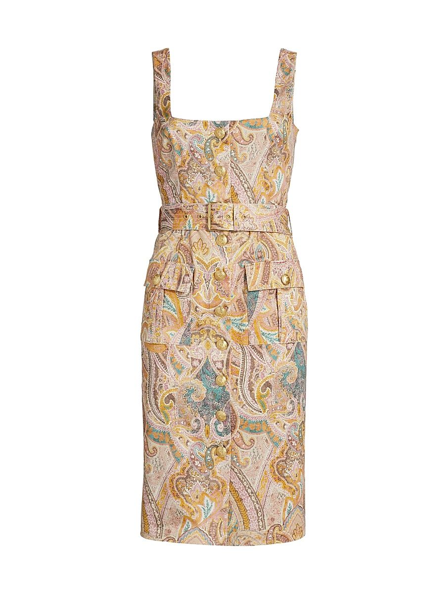 Women's Idy Paisley Stretch Cotton Knee-Length Shirtdress - Multi Western Paisley - Size 00