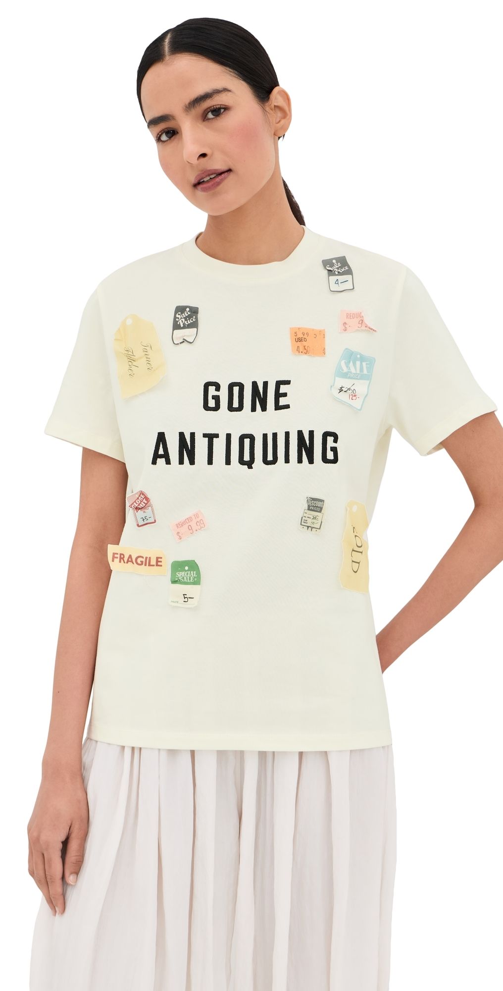 Tanner Fletcher Gone Antiquing Applique Tee Ivory S