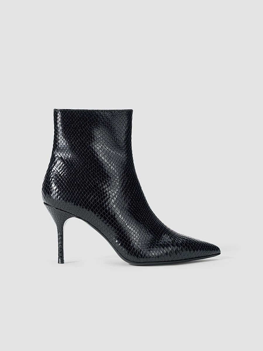 Women's Sebastian Snake-Embossed Leather Ankle Boots - Black Snake - Size 9