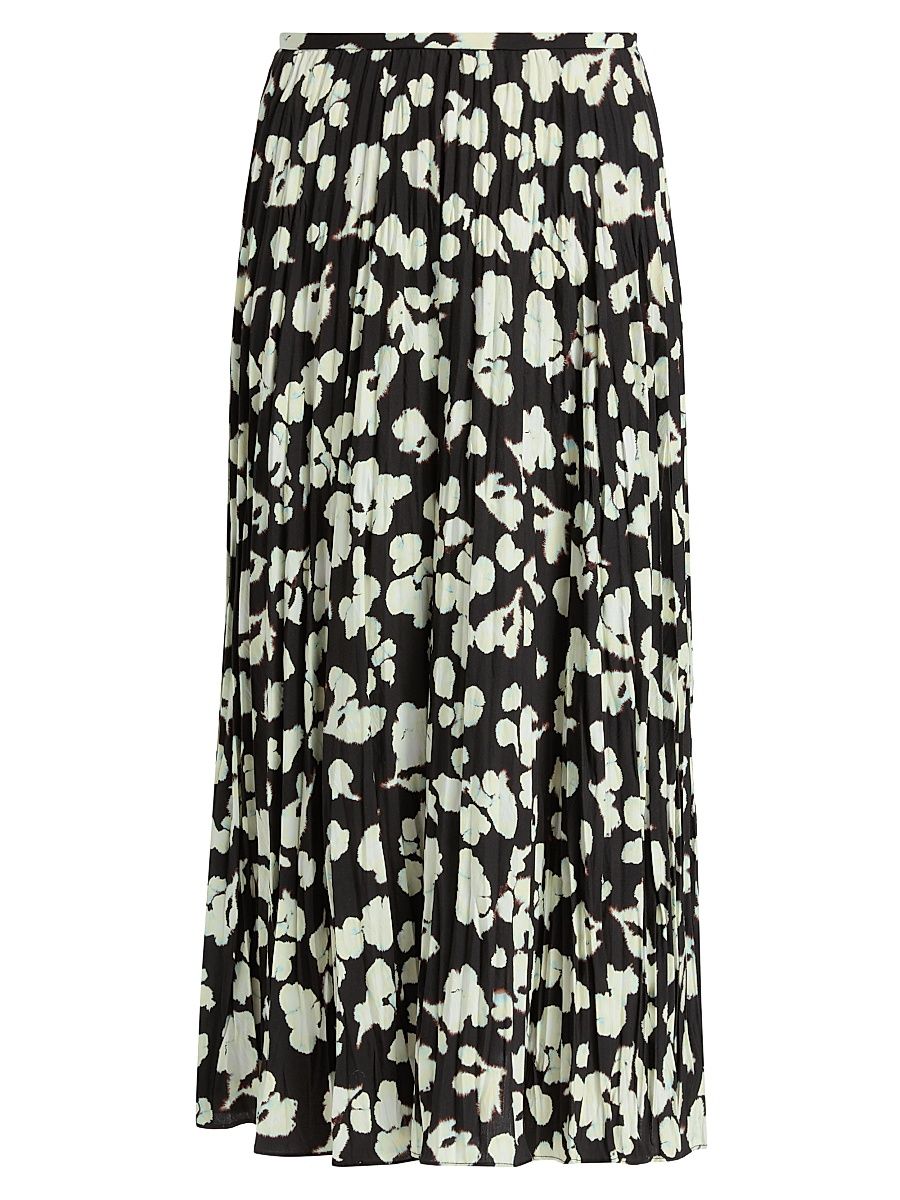 Women's Runa Twill A-Line Midi-Skirt - Black Floral - Size 14