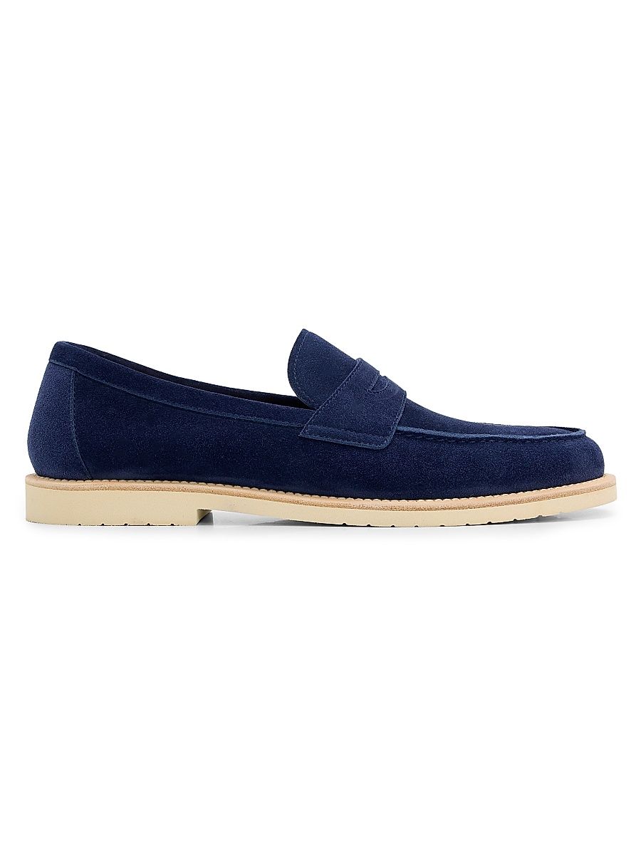 Men's Suede Penny Loafers - Blue - Size 10.5