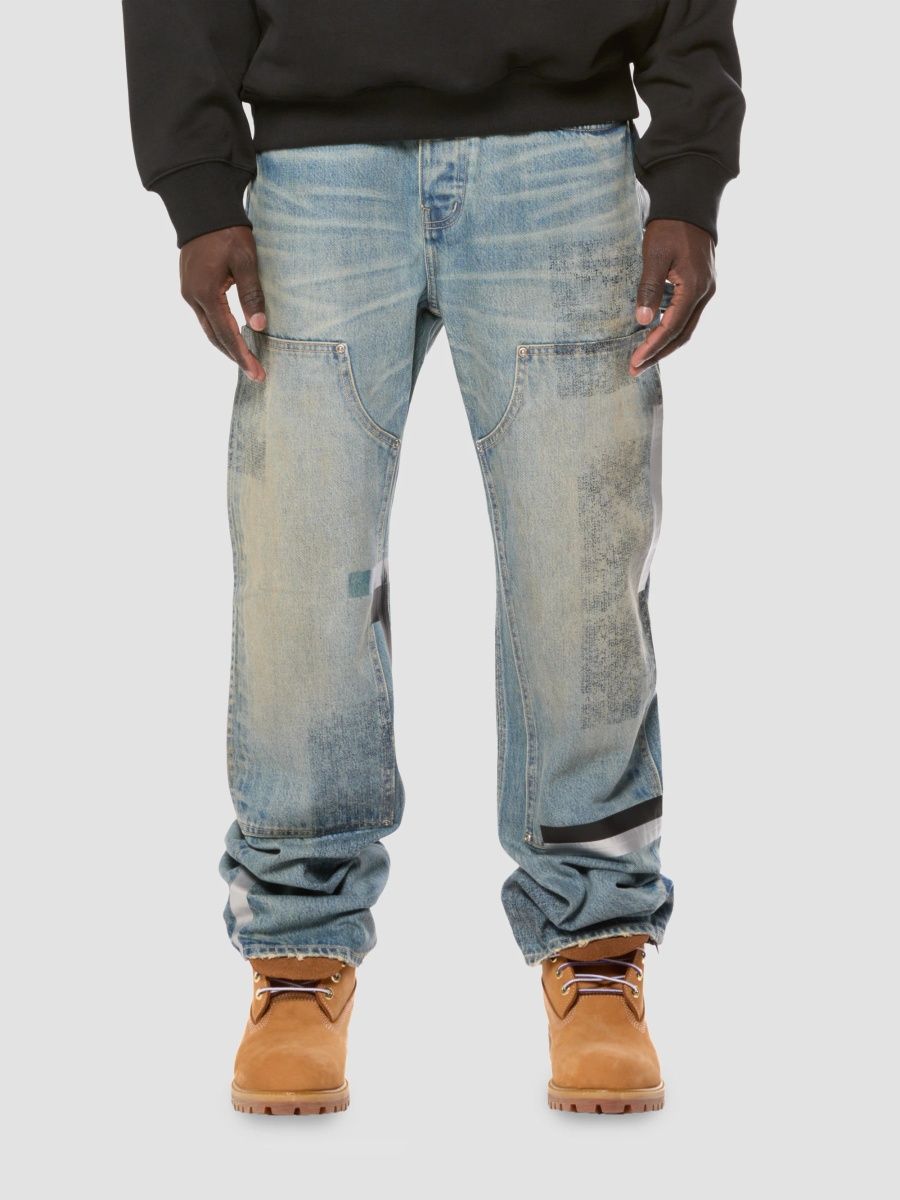Purple Brand Men's Stamped Foil Straight-Leg Jeans - Light Indigo - Size 40
