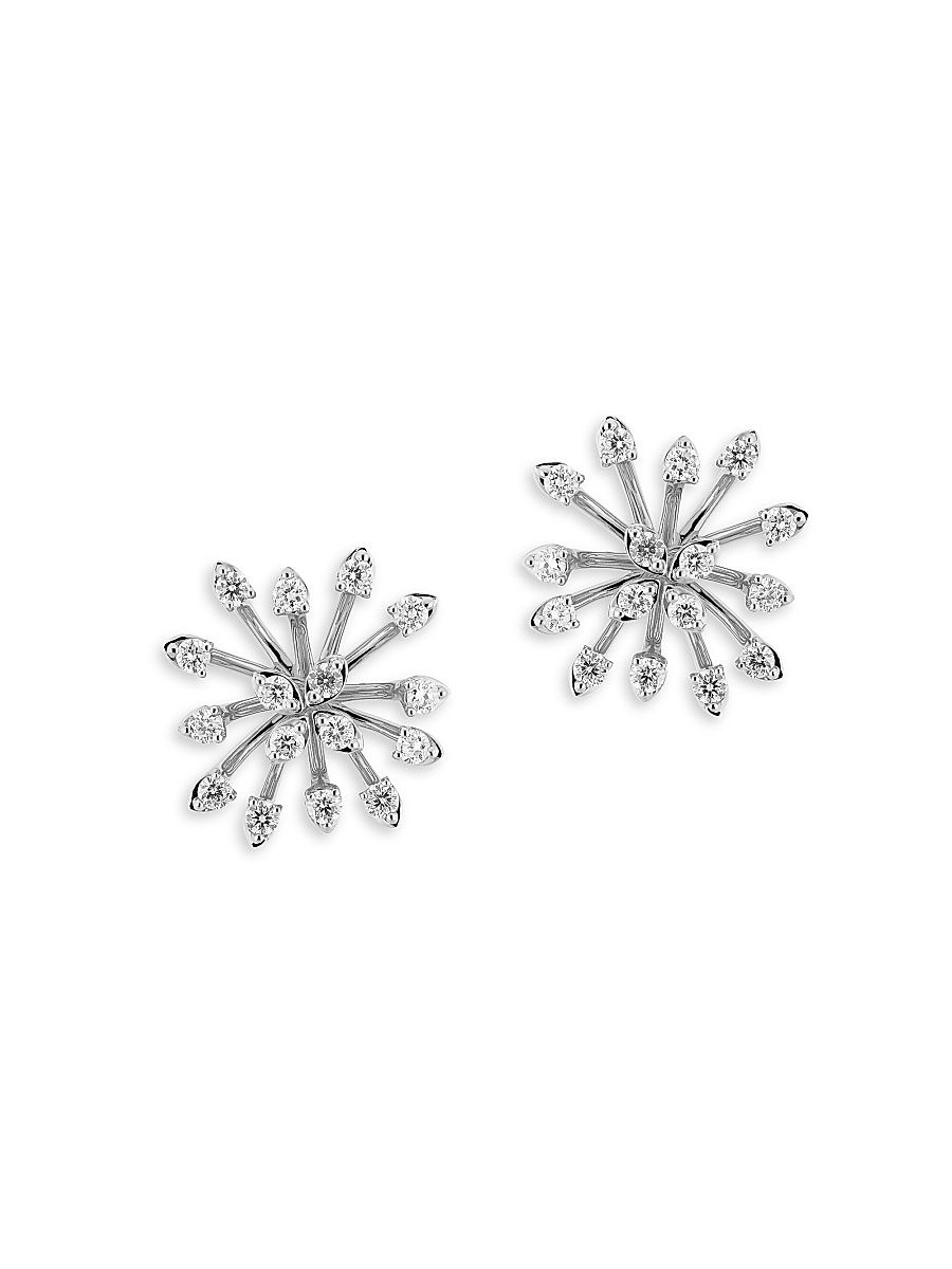 Women's Luminus 18K White Gold & Diamond Burst Earrings - White Gold