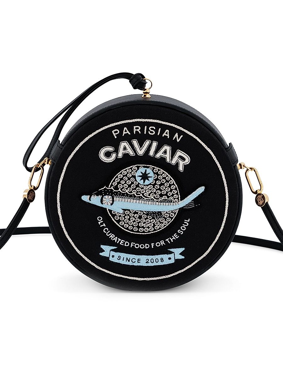 Women's Parisian Caviar Large Leather Clutch - Black
