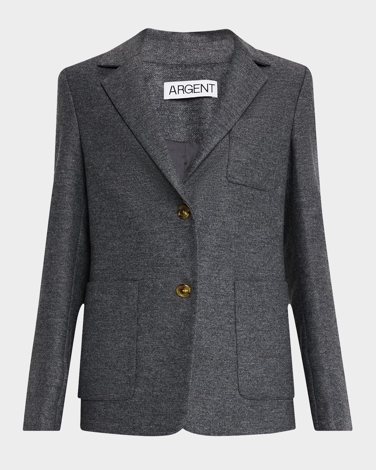 Single-Breasted Textured Wool Weekend Blazer
