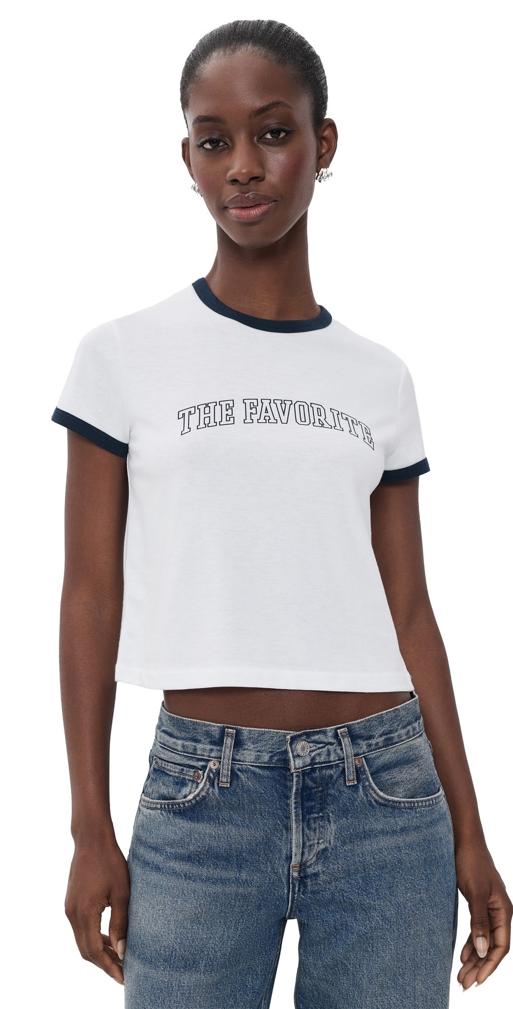 Favorite Daughter The Cropped Favorite Tee White/Grey L