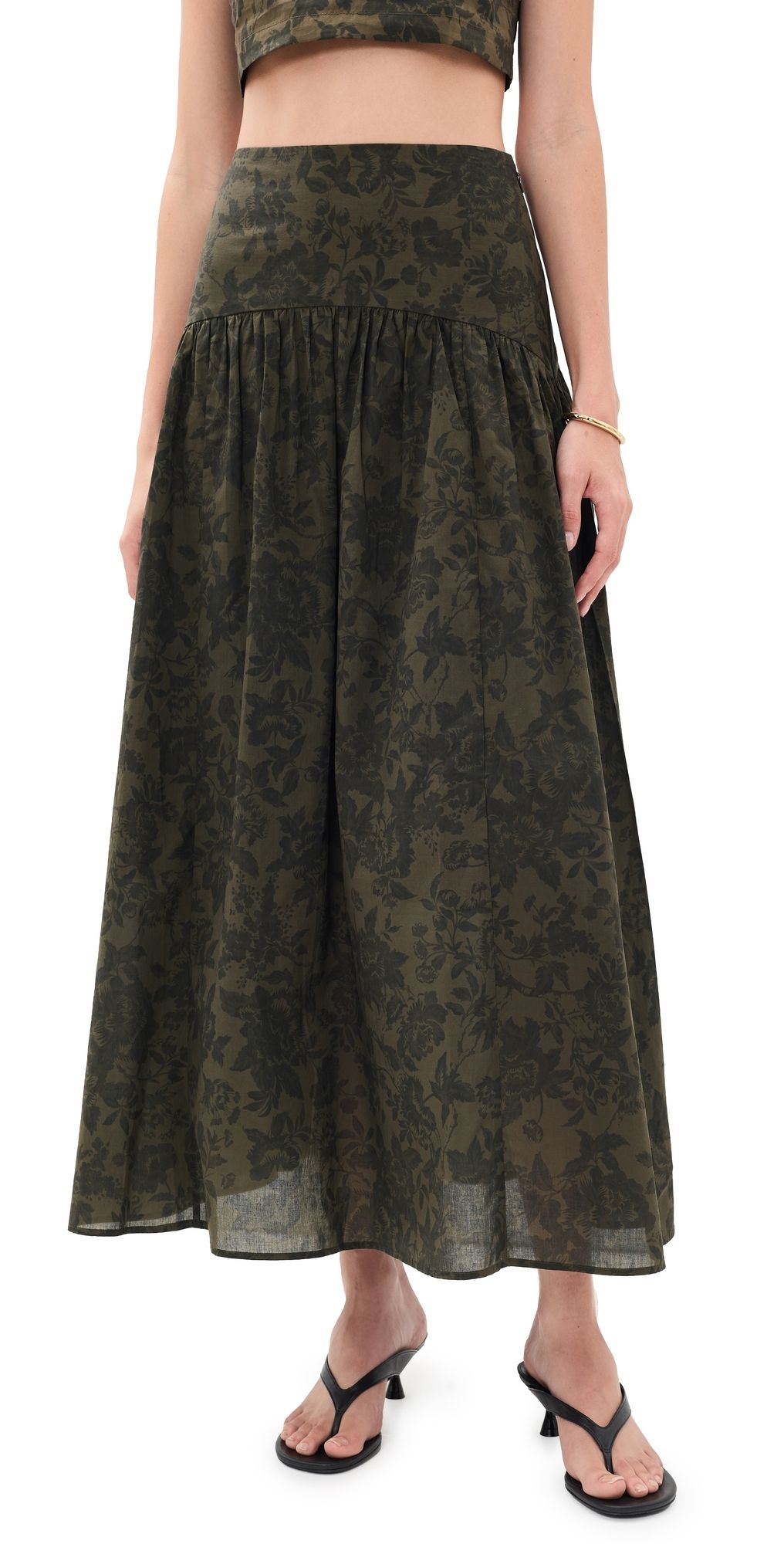 o. p.t Vashti Skirt Olive Floral 4