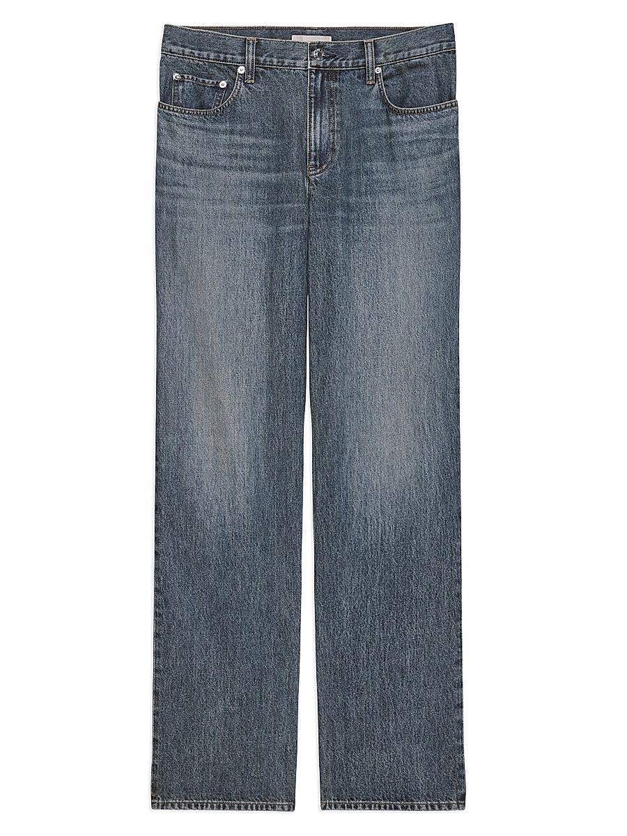 Men's Wardrobe Relaxed Wide-Leg Jeans - Tinted Vintage Blue - Size 38