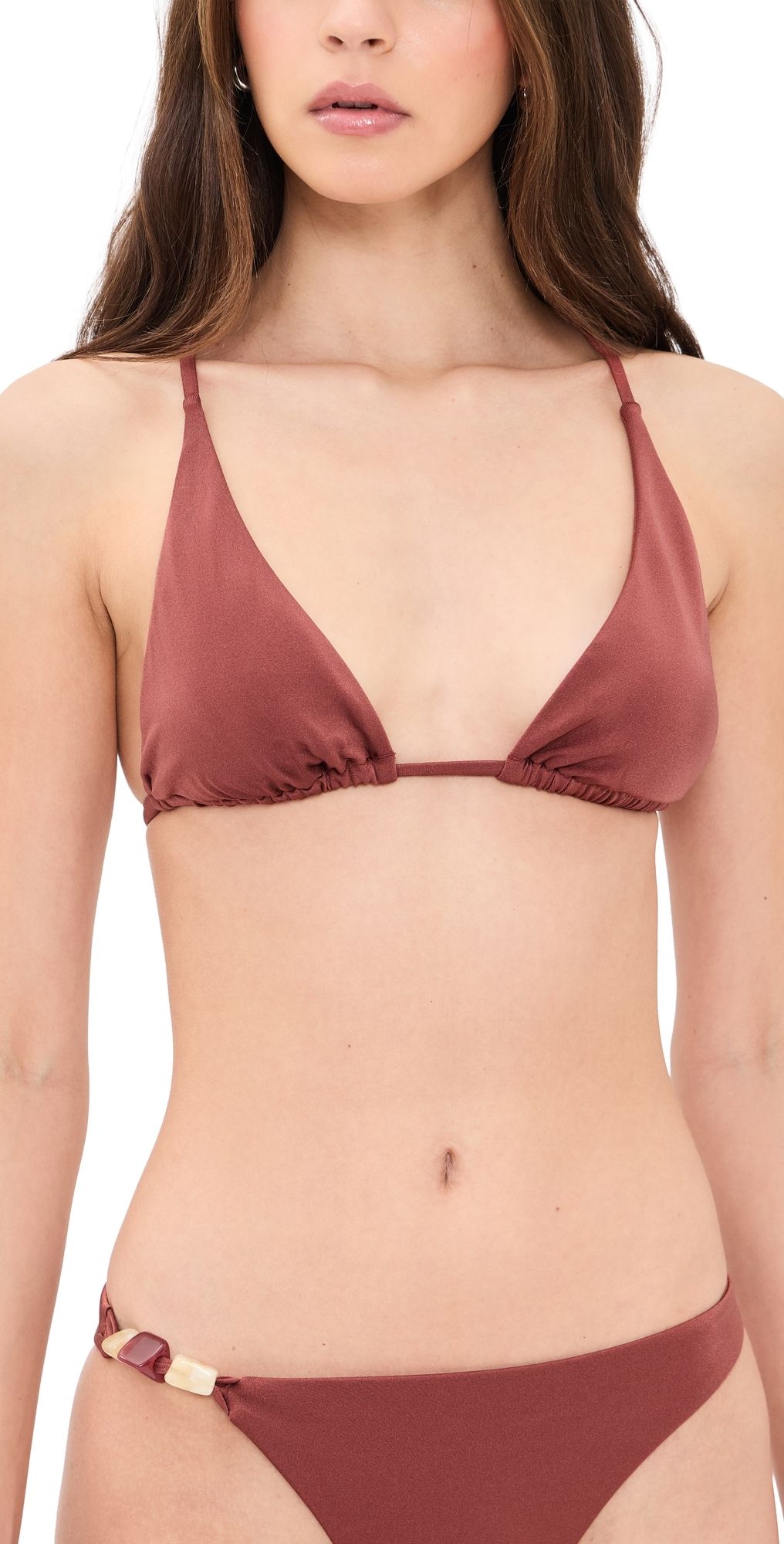 Vitamin A Terra Halter Triangle Bikini Top Red Ochre S