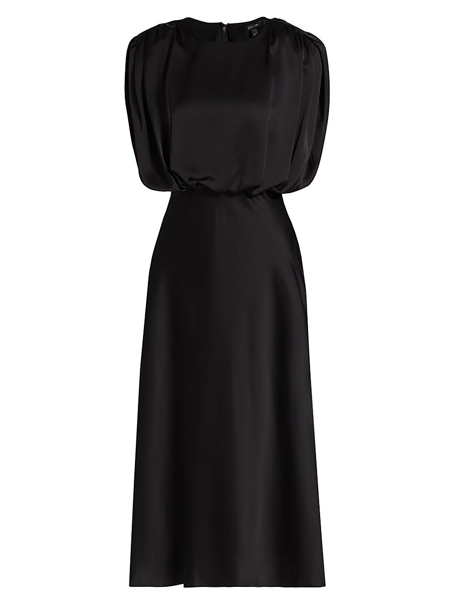 Women's Floral Sleeveless Blouson Midi-Dress - Jet - Size 14