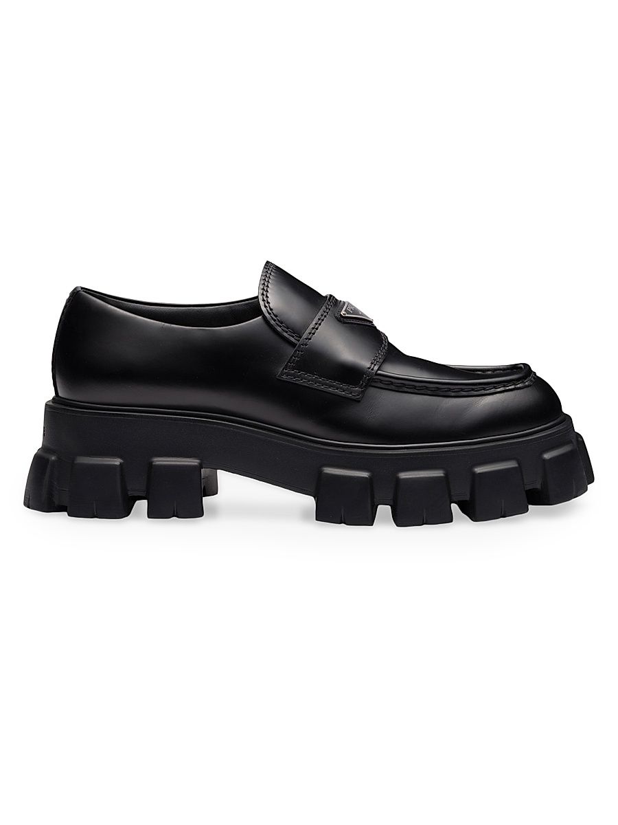 Men's Monolith Brushed Leather Loafers - Black - Size 11