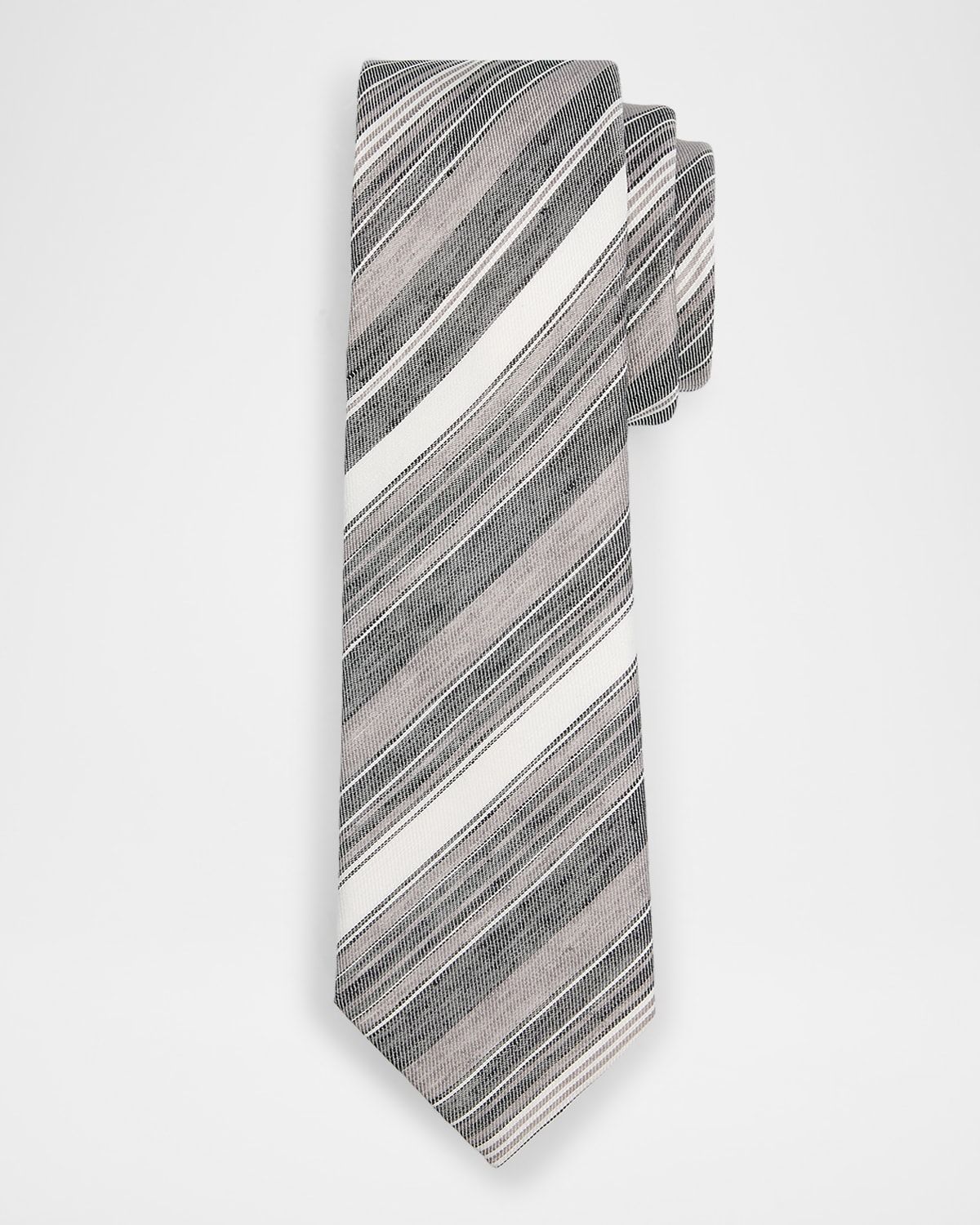 Men & apos;s Variegated Stripe Linen and Silk Tie