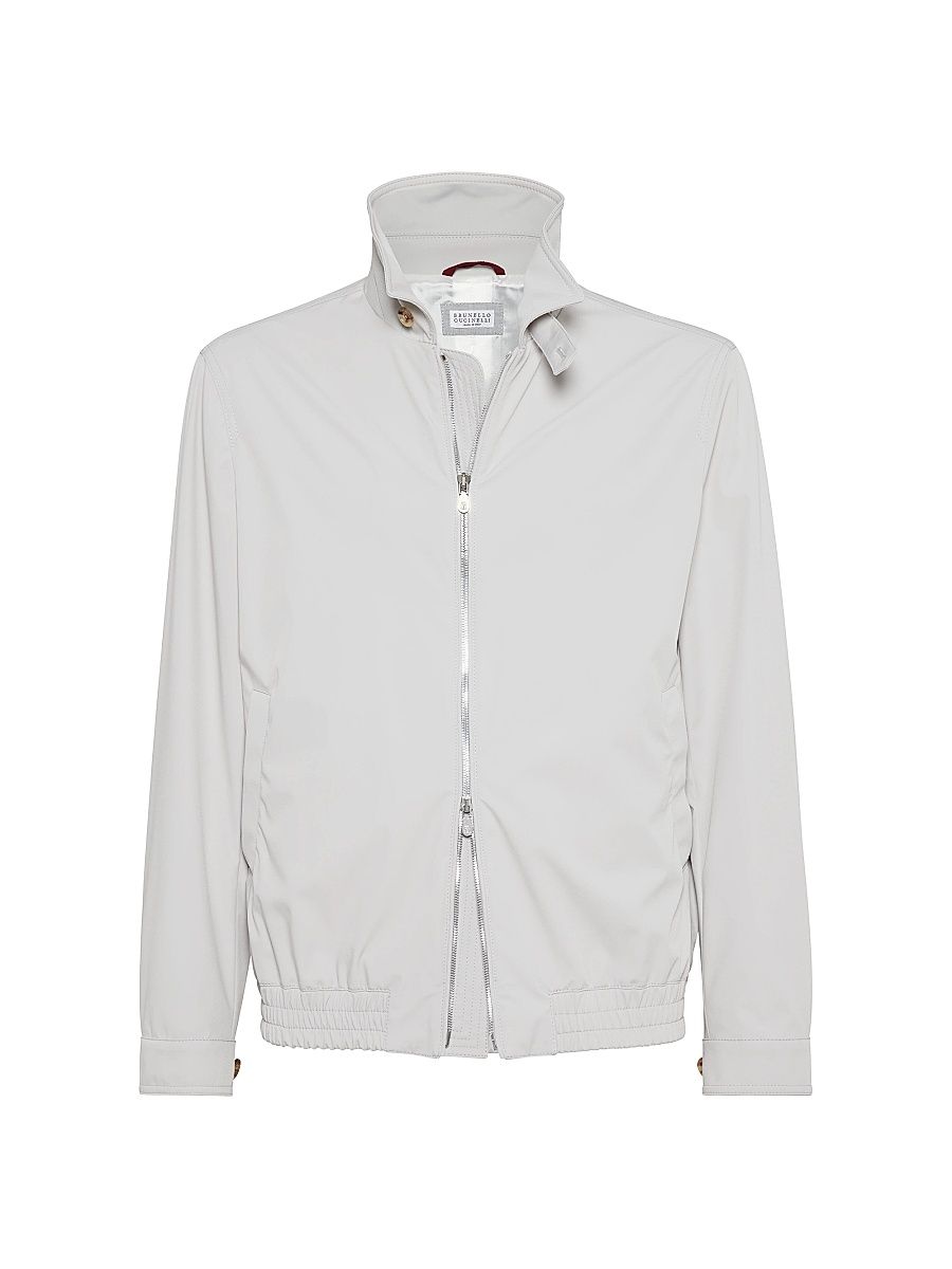 Men's Stretch Bonded Nylon Bomber Jacket - Ivory - Size 48