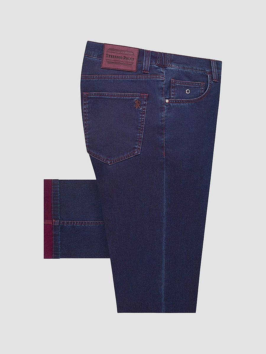 Stefano Ricci Men's Cotton Blend Tapered Jeans - Dark Blue - Size 40