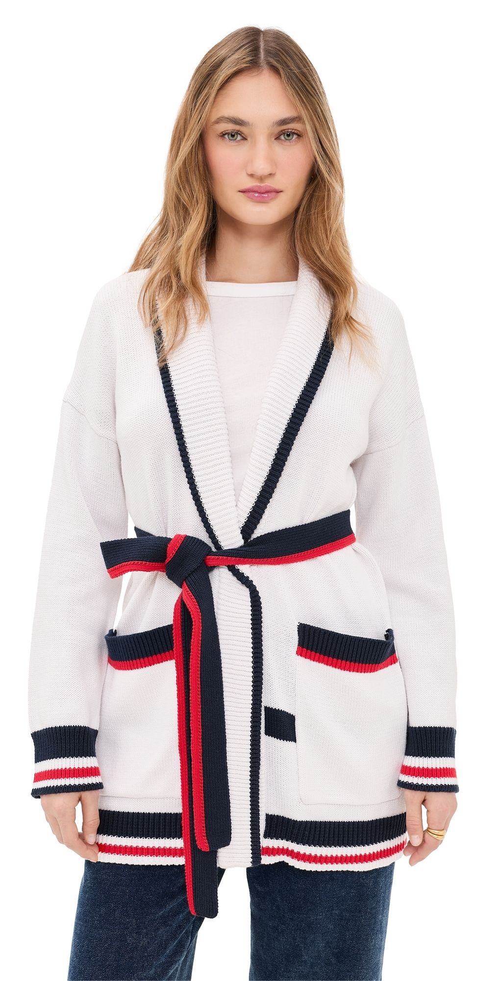 Splendid Set Sail Cardigan White/Navy/Rogue L