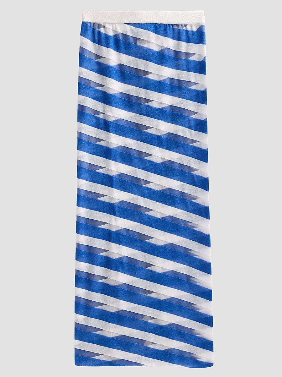 Women's Graphic Sheer Striped Midi Skirt - Size XS