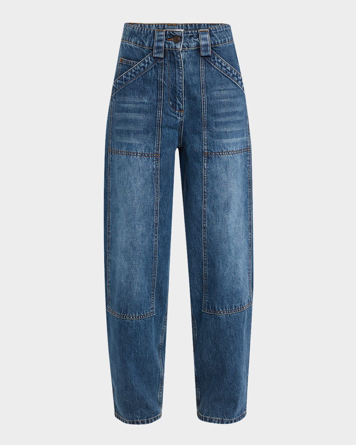 High-Rise Barrel-Leg Denim Pants