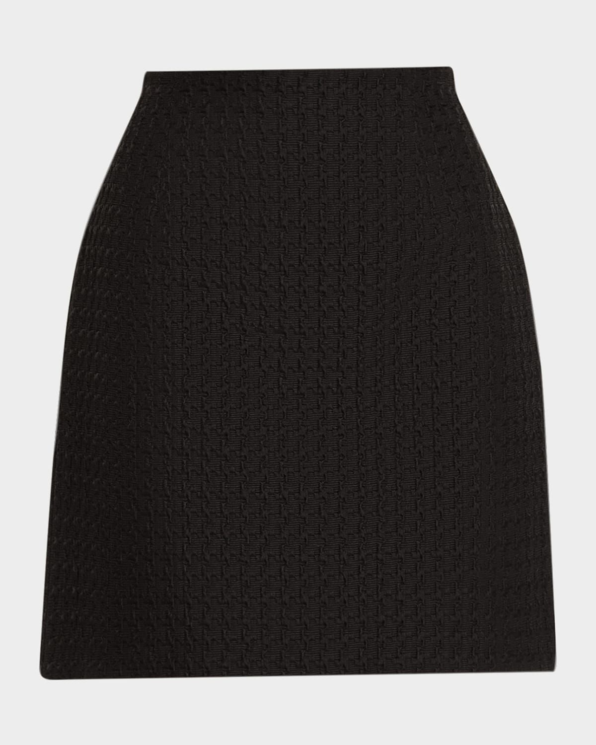 A-Line Houndstooth Jacquard Mini Skirt