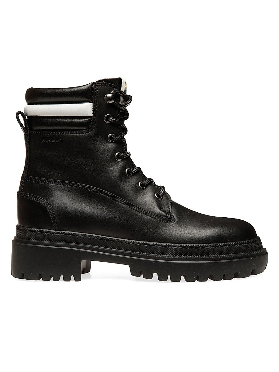 Men's Haron Leather Combat Boots - Black - Size 10