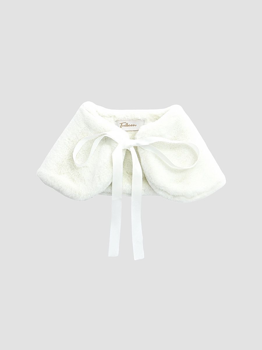 Faux Fur Stole - Ivory - Size Large