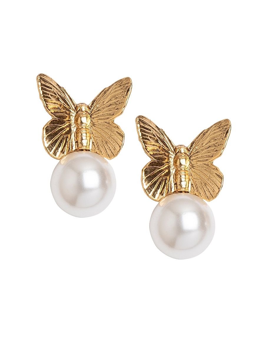 Women's Hilda 18K-Gold-Plated & Imitation Pearl Drop Earrings - Gold
