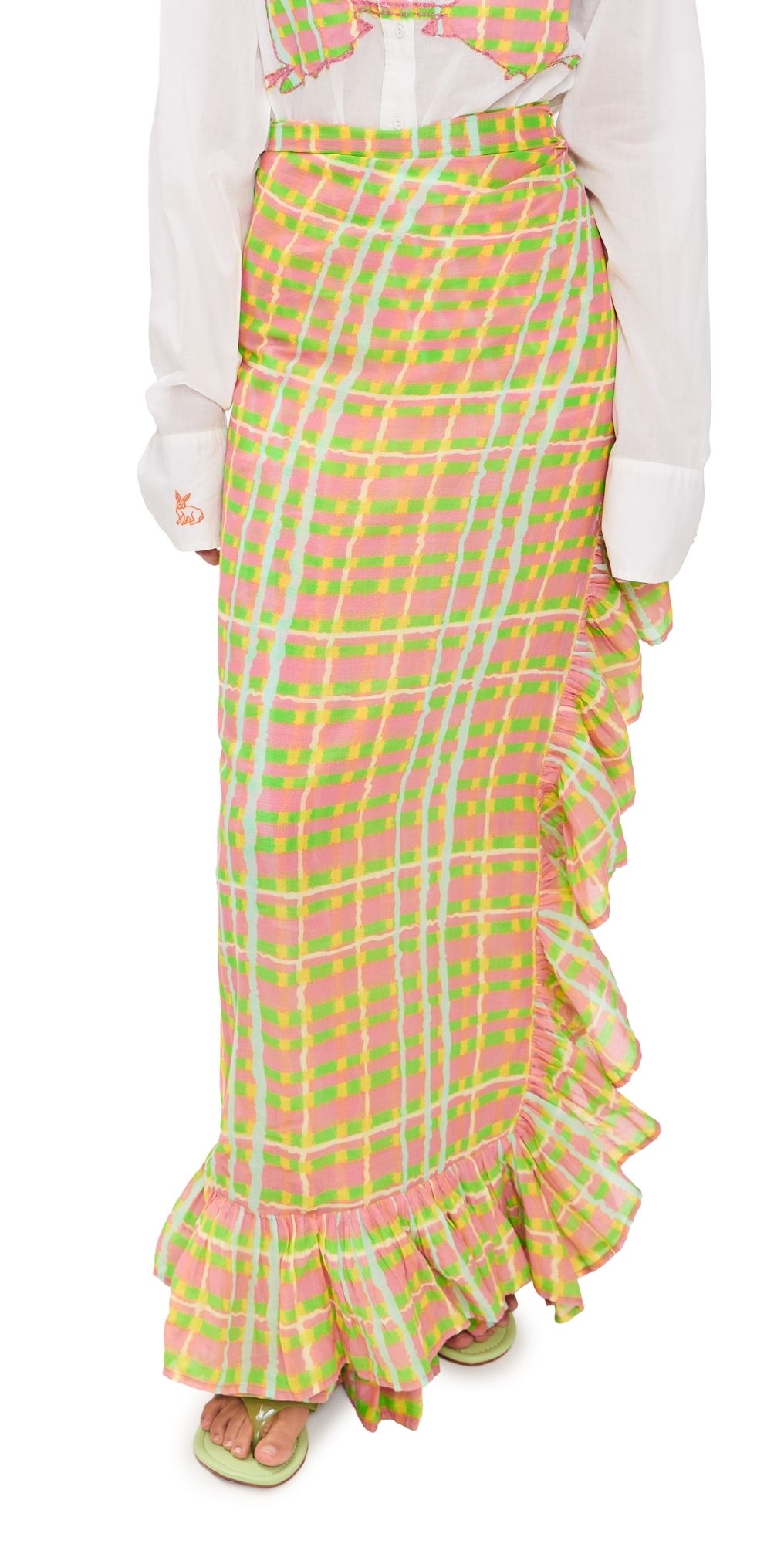 Coniglio Palm Beach Ruffle Power Pareo BRUSHSTROKE PLAID 2