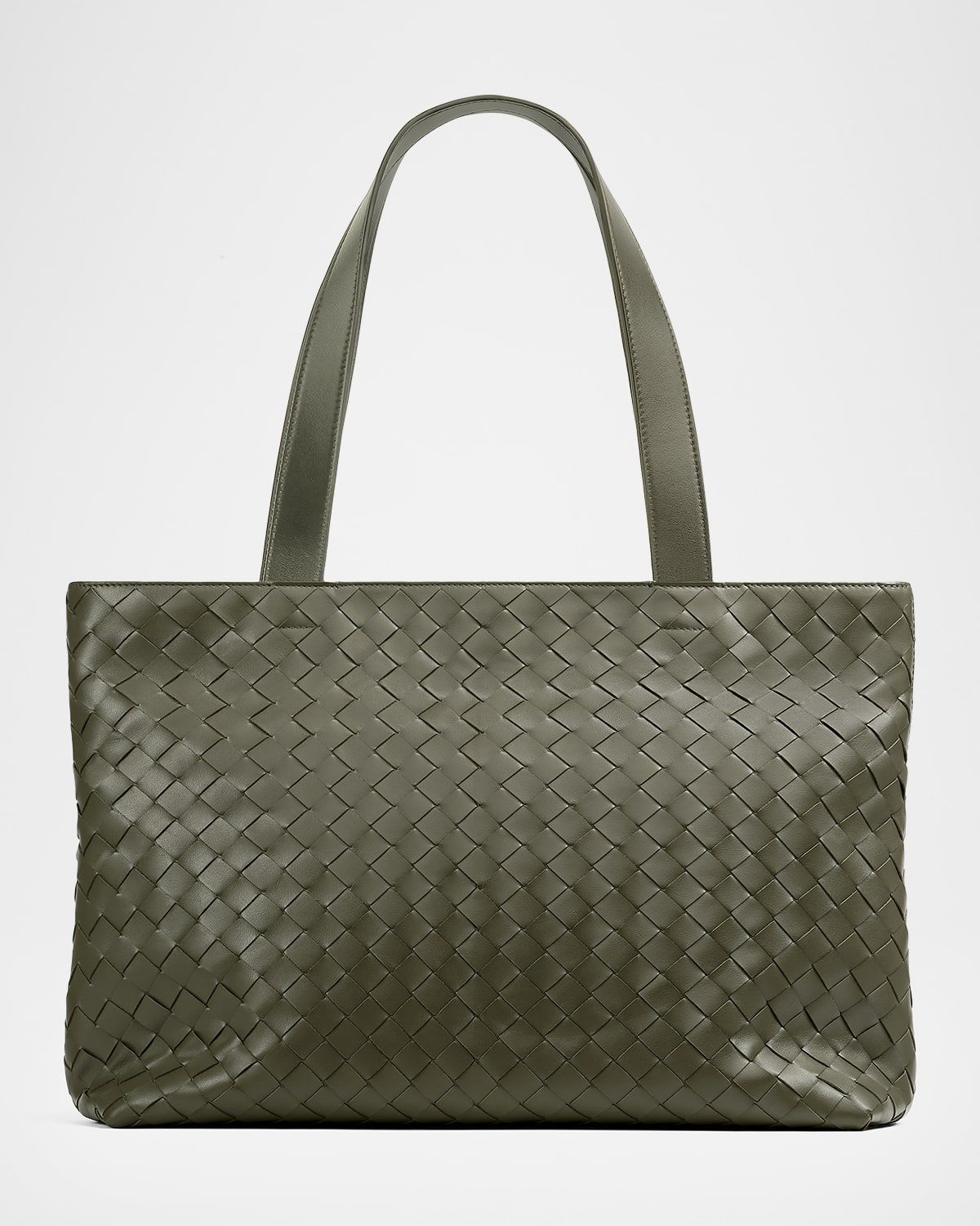 Men & apos;s Small Intrecciato Leather Zipped Tote Bag