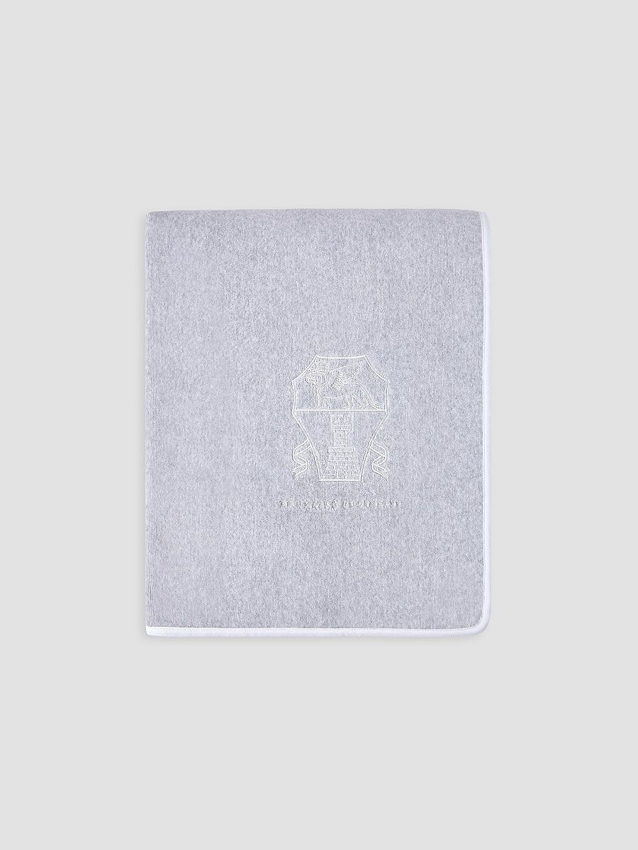 Cotton Terrycloth Towel with Embroidery - Light Grey