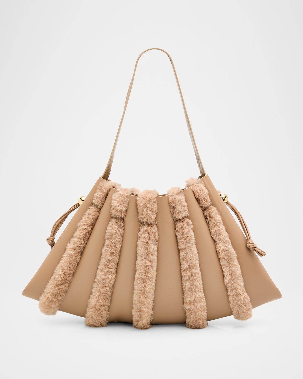 Calypso Faux Fur-Trim Vegan Leather Shoulder Bag